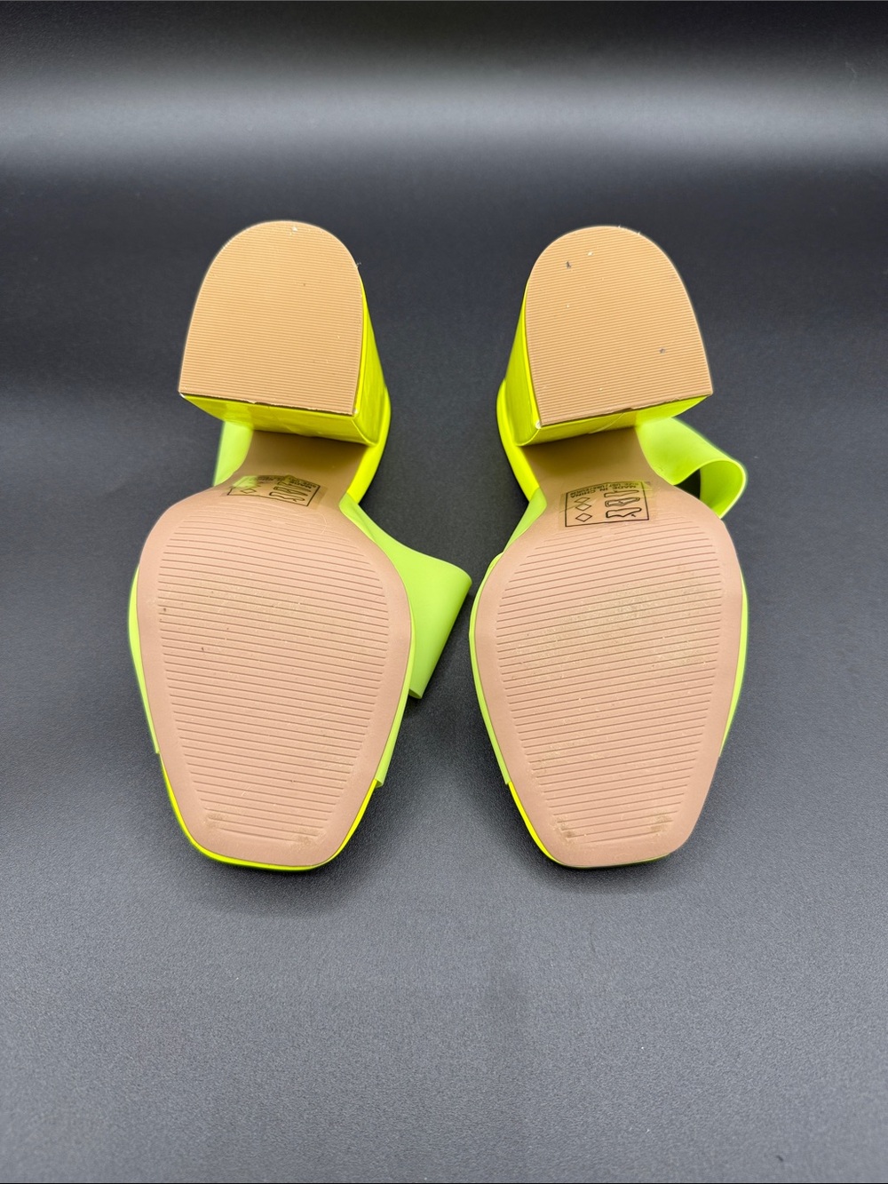 Neon Yellow Open Toe Mule Shoes - Picture 6 of 6